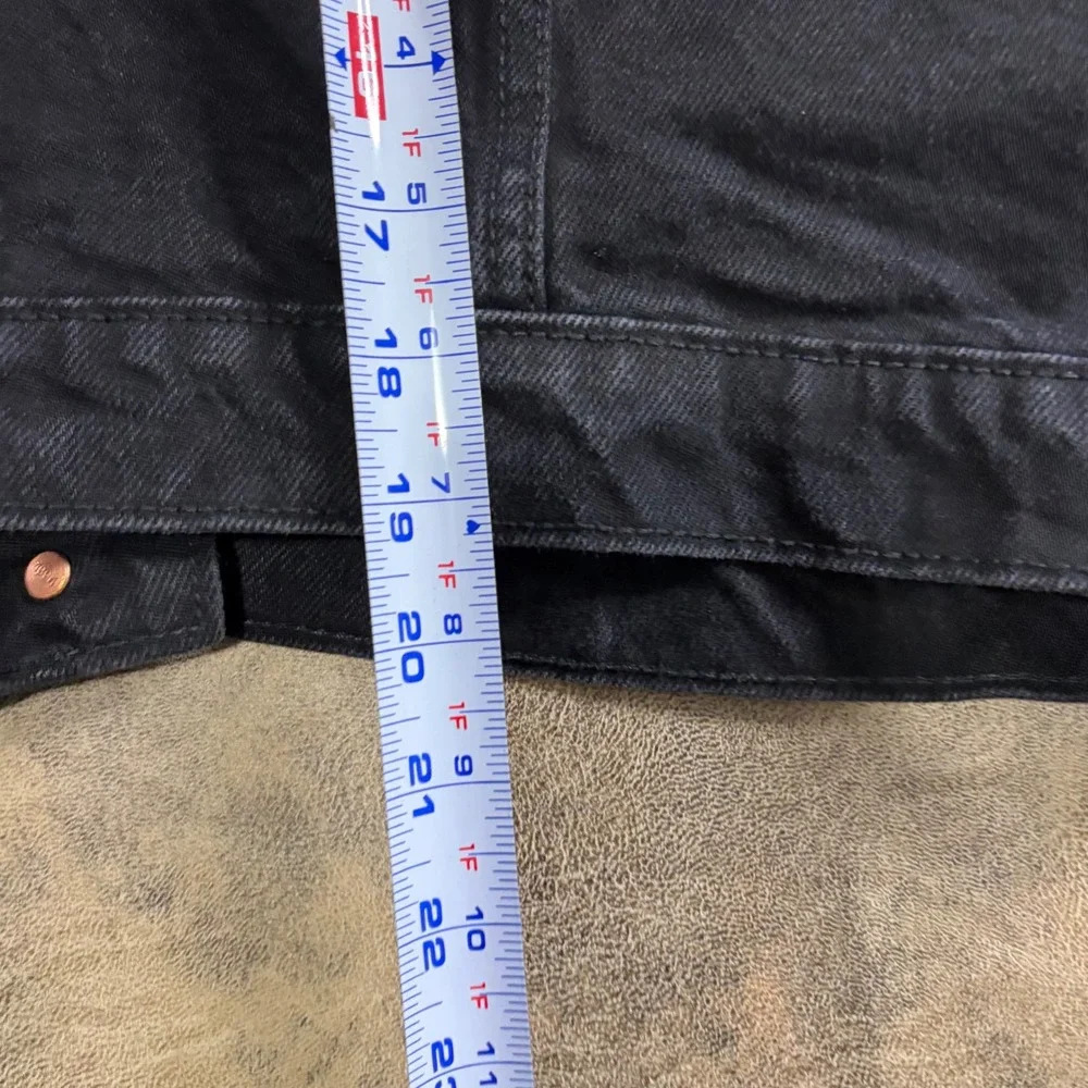Old Navy Cropped Denim Jacket‎ Womens Large Black Blackjack Button Up 703072-00